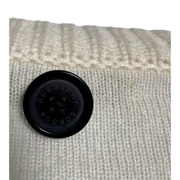 Burberry womens 100% cashmere sweater cable knit cuffs cream size small - Picture 5 of 8